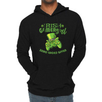 Gamer Girl St Patricks Day Game Gaming Zero Lucks Given Lightweight Hoodie | Artistshot