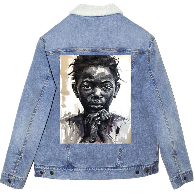 Limited Edition Afrocentric Art Staring Into The Future Unisex Sherpa-Lined Denim Jacket by Brink Beaulah | Artistshot