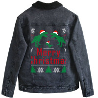 Christmas Dinosaur Rex Pajamas Men Boys Kids Gifts  Christmas Dinosaur Unisex Sherpa-lined Denim Jacket | Artistshot