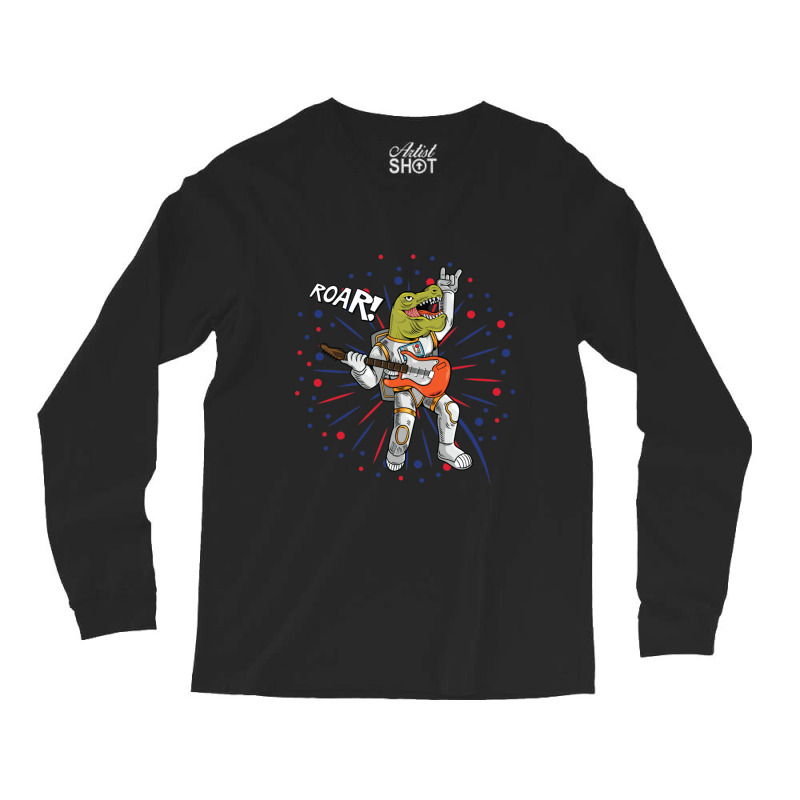 Cool Dinosaur Playing Guitar Long Sleeve Shirts | Artistshot