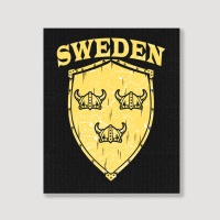 Hot Trend Sweden Swedish Vikings Viking Sverige Flag Shield Helmet Portrait Canvas Print | Artistshot