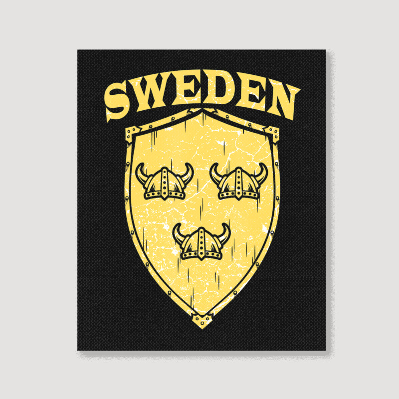 Hot Trend Sweden Swedish Vikings Viking Sverige Flag Shield Helmet Portrait Canvas Print | Artistshot