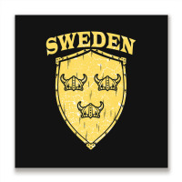 Hot Trend Sweden Swedish Vikings Viking Sverige Flag Shield Helmet Metal Print Square | Artistshot