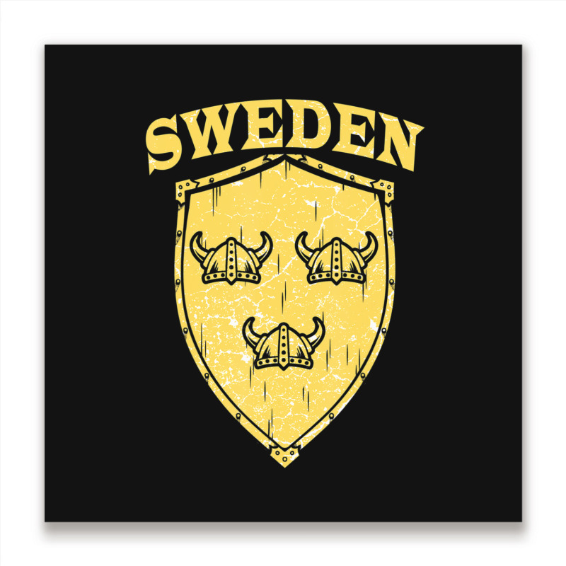 Hot Trend Sweden Swedish Vikings Viking Sverige Flag Shield Helmet Metal Print Square | Artistshot