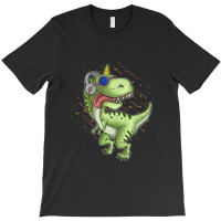 Dino And Headphones T Shirt Premium T-shirt | Artistshot