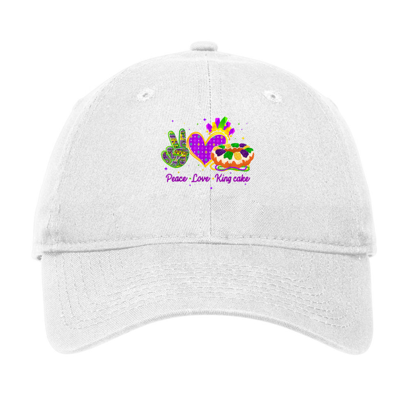 Peace Love King Cake Funny Mardi Gras Party Carnival Gifts T Shirt Adjustable Cap | Artistshot