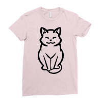 Chunky Cat Sitting Front Drawing Blank Ladies Fitted T-shirt | Artistshot