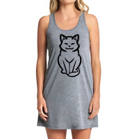 Chunky Cat Sitting Front Drawing Blank Tank Dress | Artistshot