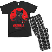 Cat Zilla Funny Cat Men's T-shirt Pajama Set | Artistshot