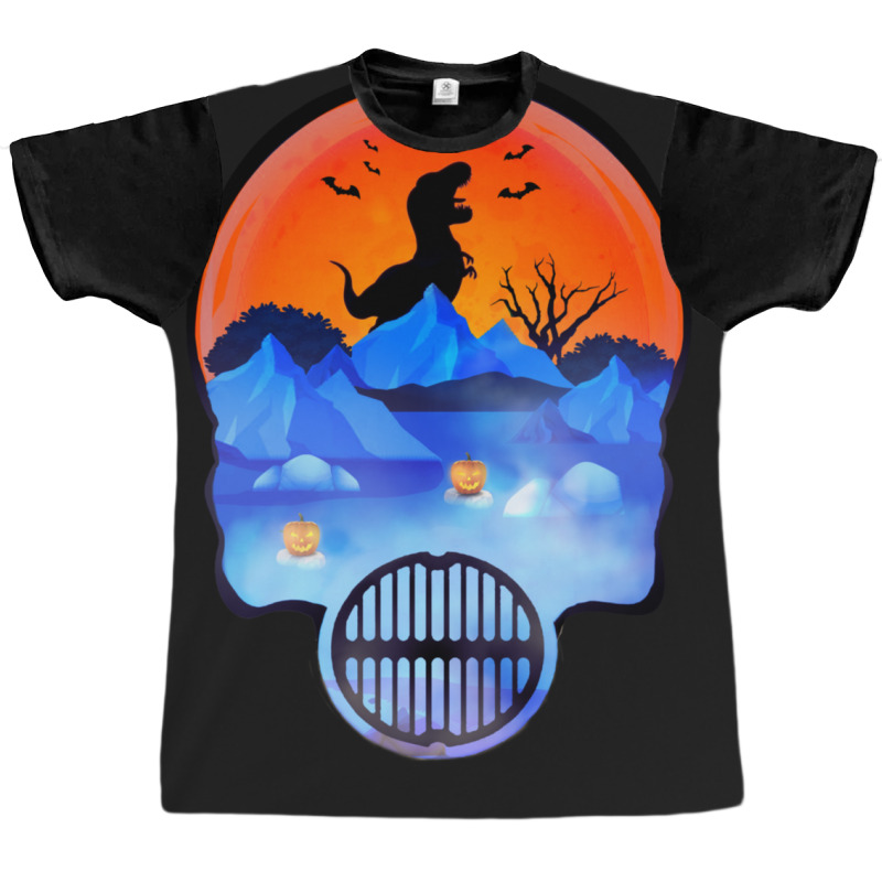 Dinosaur Skeleton Pumpkin For Halloween Graphic T-shirt | Artistshot