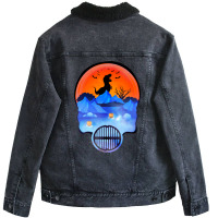 Dinosaur Skeleton Pumpkin For Halloween Unisex Sherpa-lined Denim Jacket | Artistshot