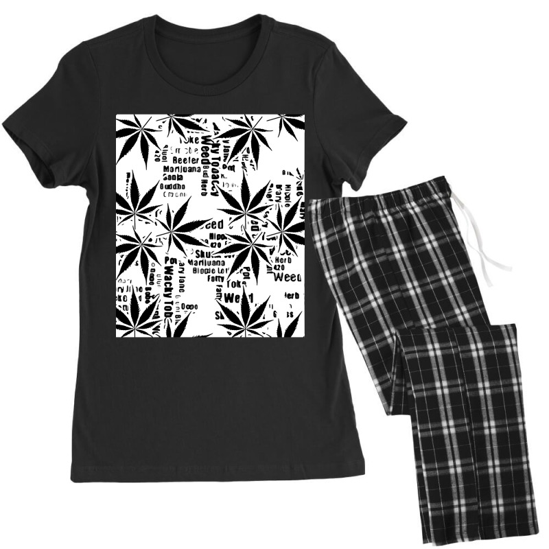 Trending Black And White Weed Graphic Women's Pajamas Set by macklinsampson | Artistshot