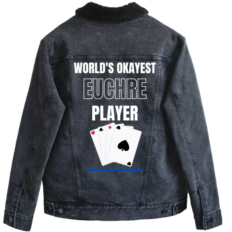 Worlds Okayest Euchre Player Card Games Unisex Sherpa-lined Denim Jacket | Artistshot