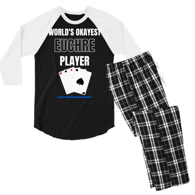 Worlds Okayest Euchre Player Card Games Men's 3/4 Sleeve Pajama Set | Artistshot