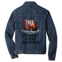 Norse Mythology   Live Bravely   Viking Ship   Paganism T Shirt Men Denim Jacket | Artistshot