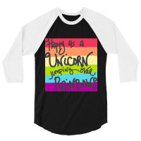 Limited Edition Happy As A Unicorn Jumping Over Rainbows! 3/4 Sleeve Shirt | Artistshot