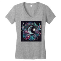 Moon & Celestial Symbols Cosmic Flowers Digital Painting T Shirt Women's V-neck T-shirt | Artistshot