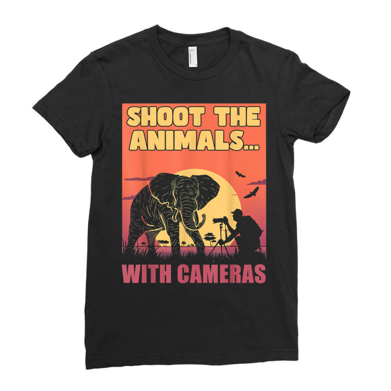 Shoot The Animals… With Cameras Photographer Camera T Shirt Ladies Fitted T-Shirt by katheleenweb0 | Artistshot