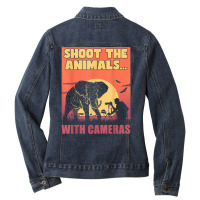 Shoot The Animals… With Cameras Photographer Camera T Shirt Ladies Denim Jacket | Artistshot