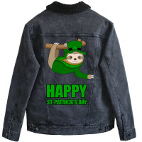 Irish Sloth Happy St Patricks Day Gift Kids Ireland Unisex Sherpa-lined Denim Jacket | Artistshot