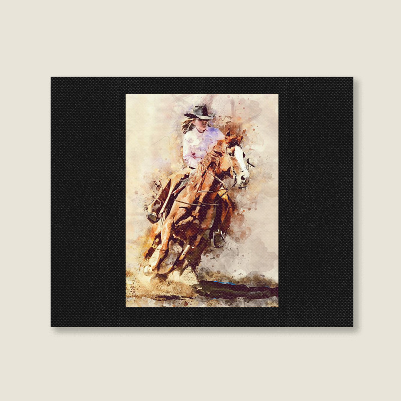 Hot Trend Cowgirl  Rides Galloping Horse Landscape Canvas Print | Artistshot