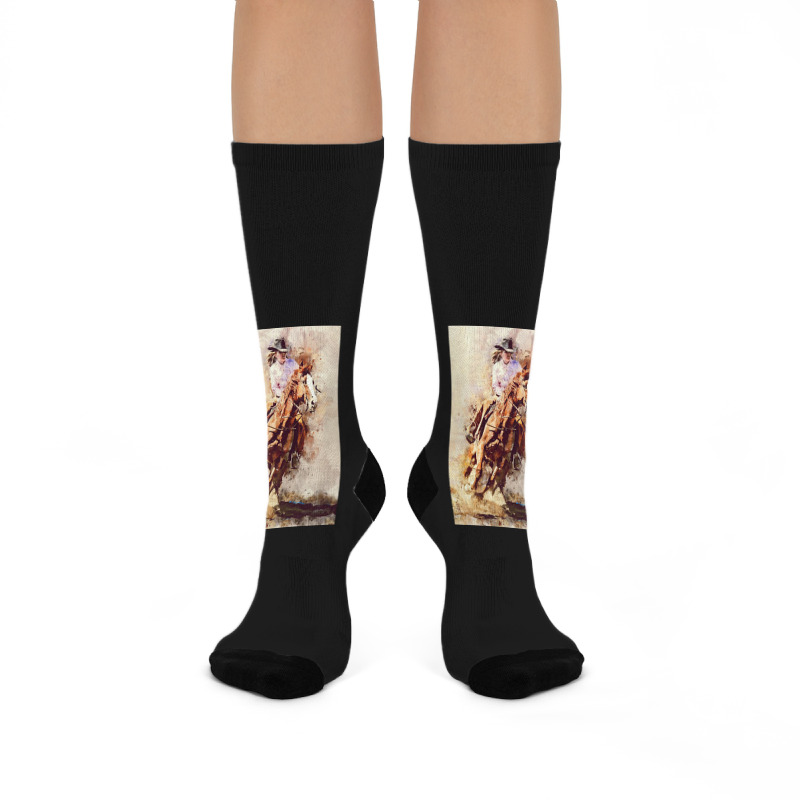 Hot Trend Cowgirl  Rides Galloping Horse Crew Socks | Artistshot