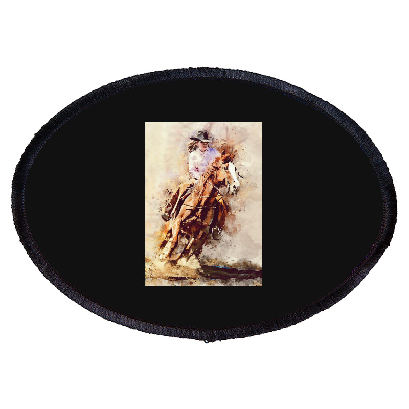 Hot Trend Cowgirl  Rides Galloping Horse Oval Patch | Artistshot