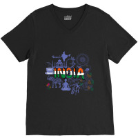 Welcome To India- Purple V-neck Tee | Artistshot