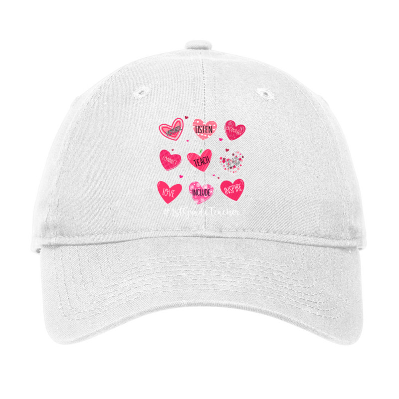 Funny Hearts Teach Love Inspire 1st Grade Teacher Valentines Adjustable Cap by Iribe890 | Artistshot