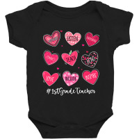 Funny Hearts Teach Love Inspire 1st Grade Teacher Valentines Baby Bodysuit | Artistshot