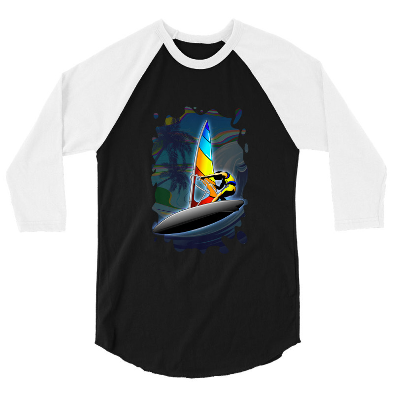 Windsurfer On Ocean Waves 3/4 Sleeve Shirt | Artistshot