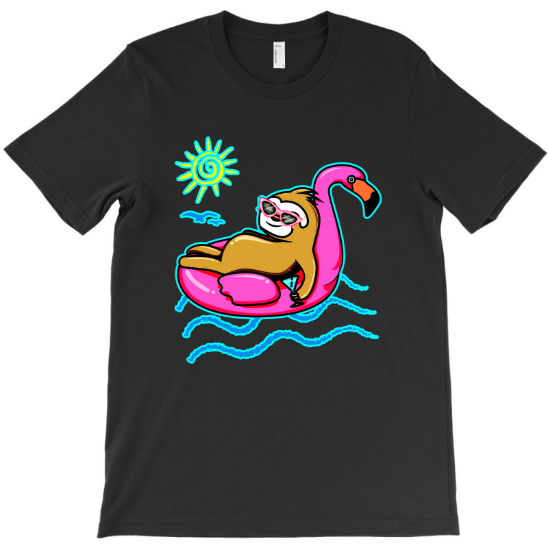 Chilling Flamingo Sloth Beach T-shirt | Artistshot