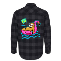 Chilling Flamingo Sloth Beach Flannel Shirt | Artistshot