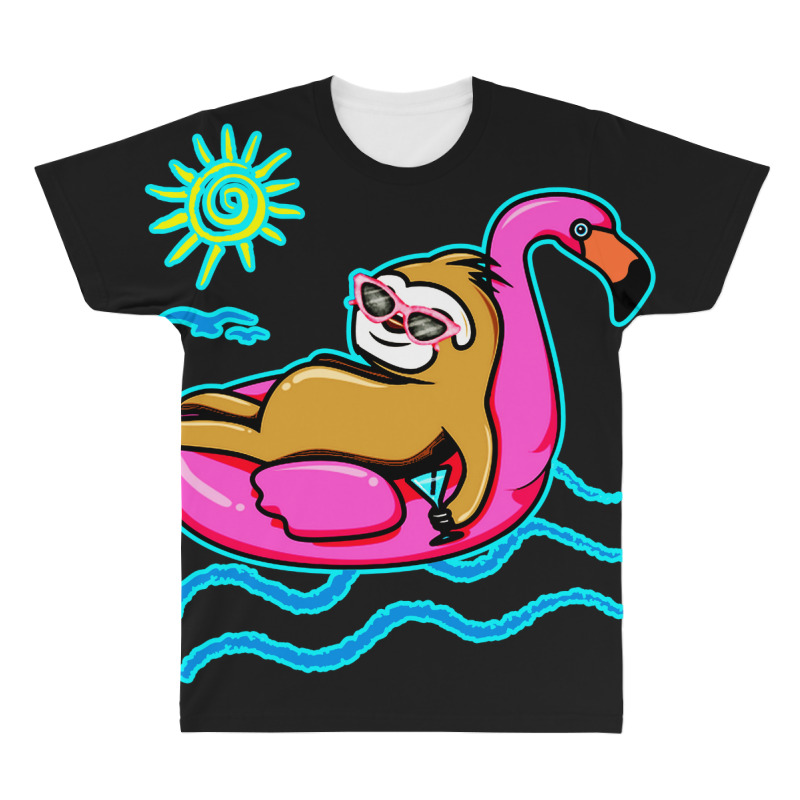 Chilling Flamingo Sloth Beach All Over Men's T-shirt | Artistshot