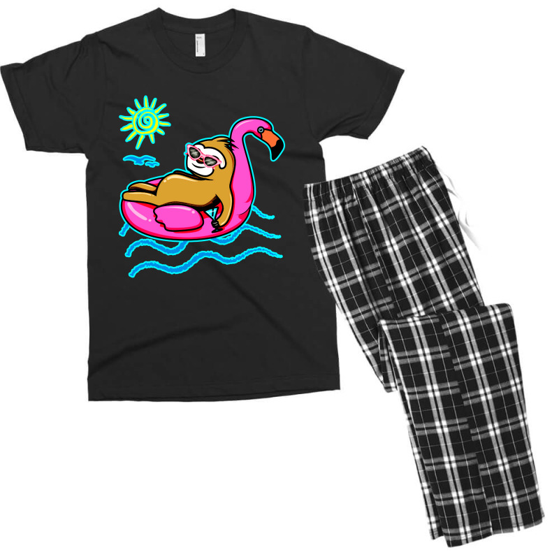 Chilling Flamingo Sloth Beach Men's T-shirt Pajama Set | Artistshot