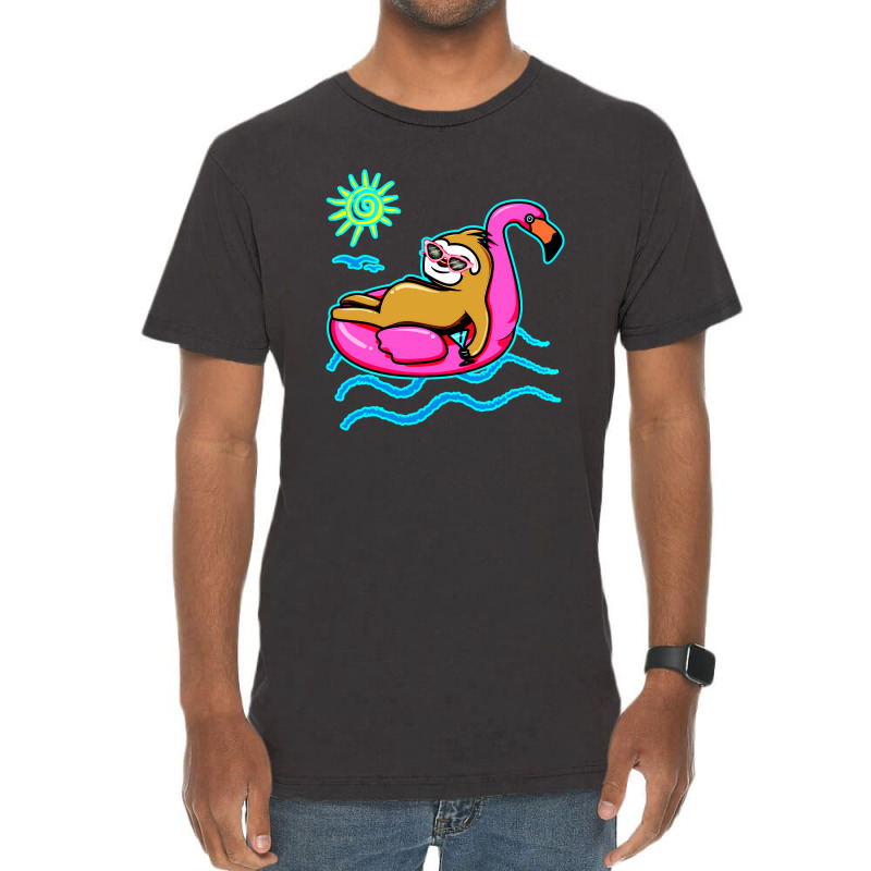 Chilling Flamingo Sloth Beach Vintage T-shirt | Artistshot