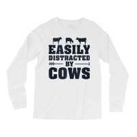 Easily Distracted By Cows Funny Cow Lover Dairy Farmer Quote Tank Top Long Sleeve Shirts | Artistshot