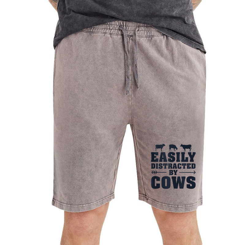 Easily Distracted By Cows Funny Cow Lover Dairy Farmer Quote Tank Top Vintage Short | Artistshot