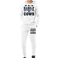 Easily Distracted By Cows Funny Cow Lover Dairy Farmer Quote Tank Top Hoodie & Jogger Set | Artistshot