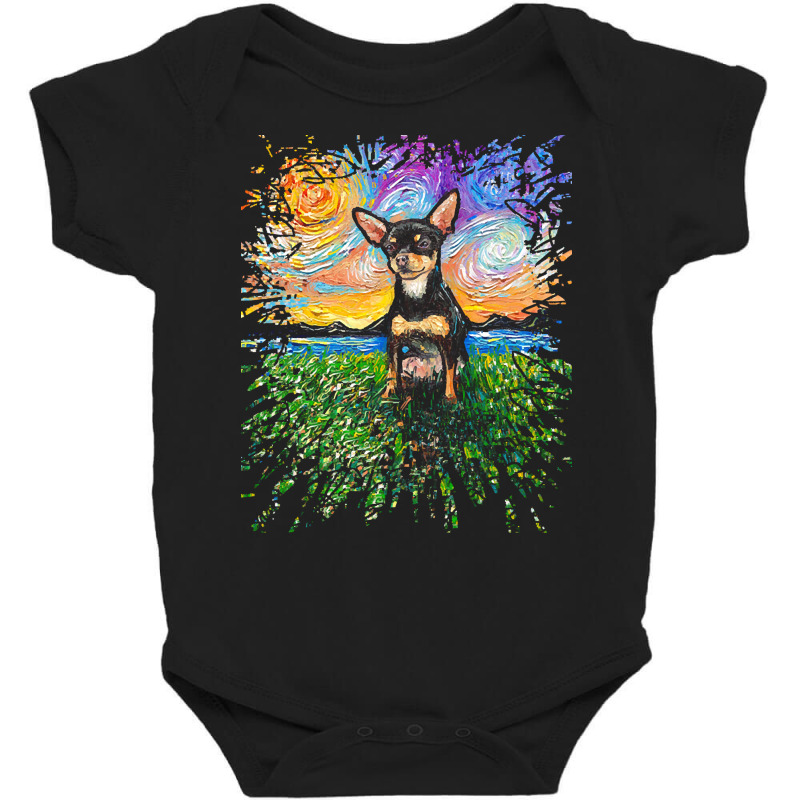 Chihuahua T  Shirt Short Hair Black And Tan Chihuahua Night Baby Bodysuit | Artistshot