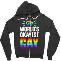 World's Okayest Gay Zipper Hoodie | Artistshot