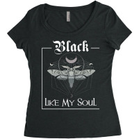 Black, Like My Soul, Vintage Goth Moth, And Crescent Moon Premium T Sh Women's Triblend Scoop T-shirt | Artistshot