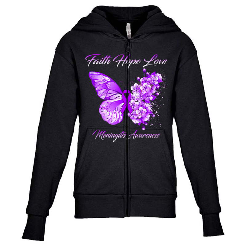 Butterfly Faith Hope Love Meningitis Awareness Tank Top Youth Zipper Hoodie by nasson | Artistshot