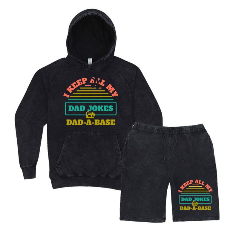 I Keep All My Dad Jokes In A Dad Vintage Hoodie And Short Set | Artistshot