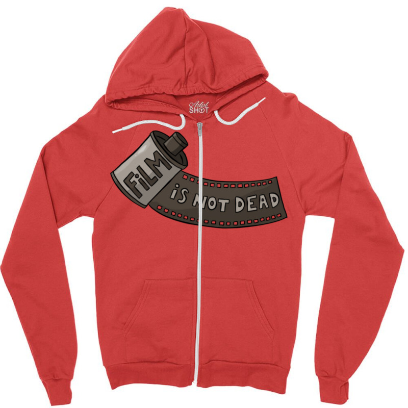 Film Is Not Dead  35mm Film Roll  Grey Classic Retro Stars Zipper Hoodie | Artistshot