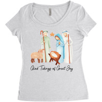 Christmas Glad Tidings Of Great Joy Nativity Christian Jesus Long Slee Women's Triblend Scoop T-shirt | Artistshot