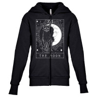 Ta.rot Card Crescent Moon And Cat Graphic T Shirt Youth Zipper Hoodie | Artistshot