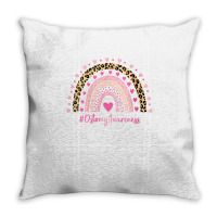 Womens Ostomy Awareness Pink Heart Leopard Rainbow Ostomy Warrior O V Throw Pillow | Artistshot