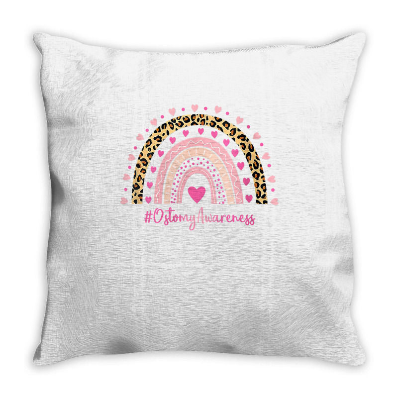 Womens Ostomy Awareness Pink Heart Leopard Rainbow Ostomy Warrior O V Throw Pillow | Artistshot