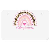 Womens Ostomy Awareness Pink Heart Leopard Rainbow Ostomy Warrior O V Atv License Plate | Artistshot